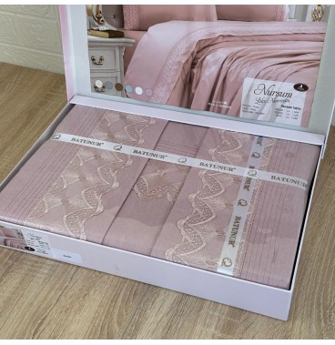 Parure de lit 4 pièces Batinur – 100% coton doux et brodé, design élégant