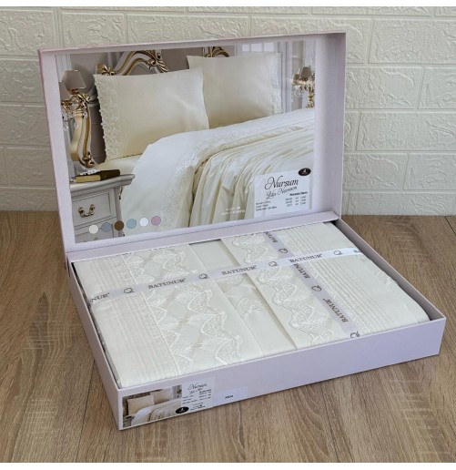 Parure de lit 4 pièces Batinur – 100% coton doux et brodé, design élégant