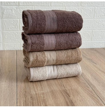 Lot de 4 serviettes de bain 90x50 cm – 100% coton doux et absorbant