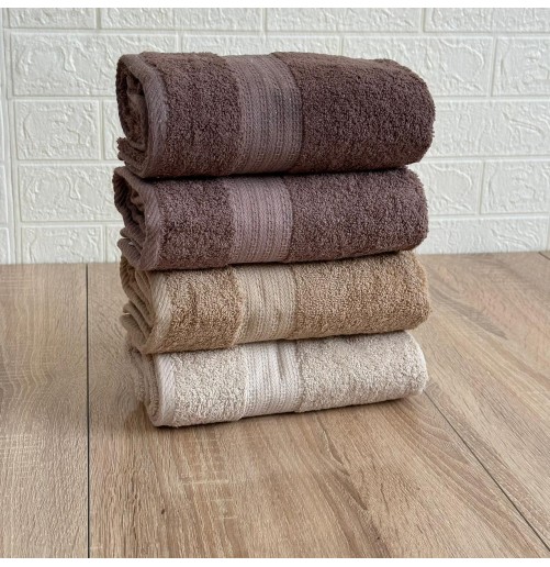 Lot de 4 serviettes de bain 90x50 cm – 100% coton doux et absorbant