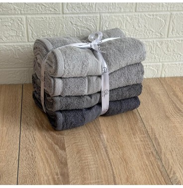 Lot de 4 serviettes de bain 90x50 cm – 100% coton doux et absorbant