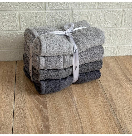Lot de 4 serviettes de bain 90x50 cm – 100% coton doux et absorbant
