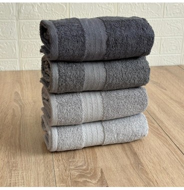 Lot de 4 serviettes de bain 90x50 cm – 100% coton doux et absorbant