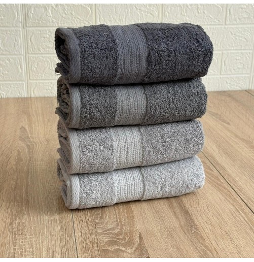 Lot de 4 serviettes de bain 90x50 cm – 100% coton doux et absorbant