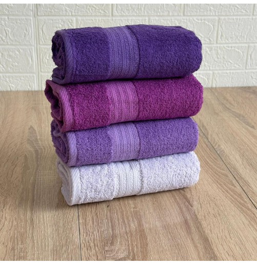 Lot de 4 serviettes de bain 90x50 cm – 100% coton doux et absorbant