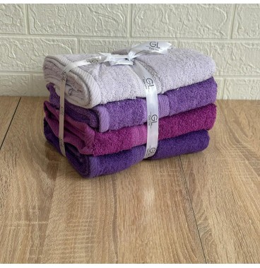 Lot de 4 serviettes de bain 90x50 cm – 100% coton doux et absorbant
