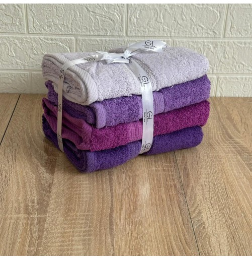 Lot de 4 serviettes de bain 90x50 cm – 100% coton doux et absorbant