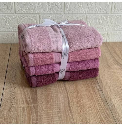 Lot de 4 serviettes de bain 90x50 cm – 100% coton doux et absorbant