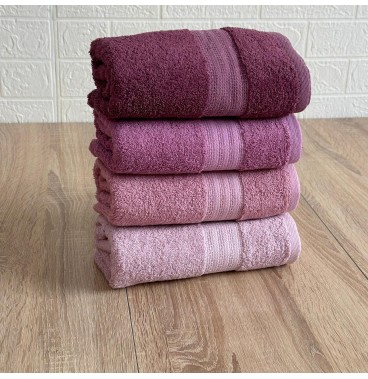 Lot de 4 serviettes de bain 90x50 cm – 100% coton doux et absorbant