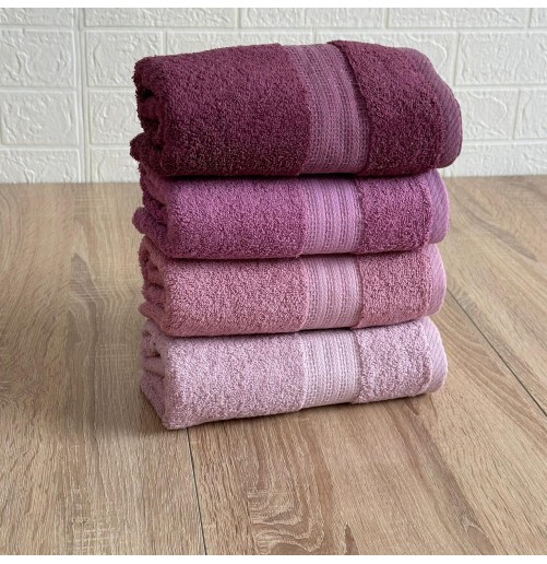 Lot de 4 serviettes de bain 90x50 cm – 100% coton doux et absorbant