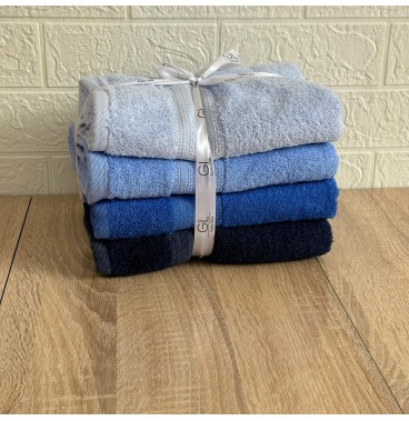 Lot de 4 serviettes de bain 90x50 cm – 100% coton doux et absorbant