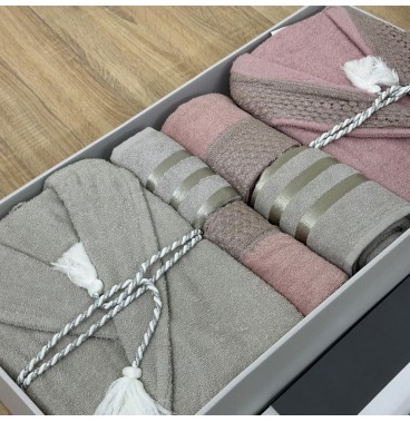 Linge de Bain Elle & Lui – 6 Pièces 100% Coton – Doux & Absorban