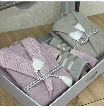 Linge de Bain Elle & Lui – 6 Pièces 100% Coton – Doux & Absorban