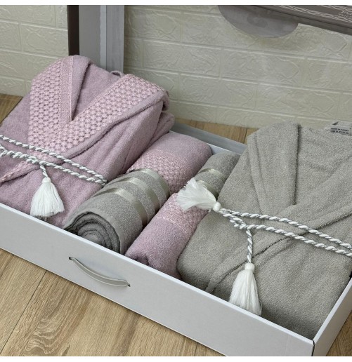 Linge de Bain Elle & Lui – 6 Pièces 100% Coton – Doux & Absorban