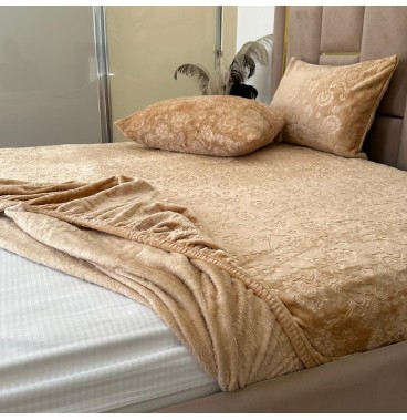 Housse de matelas polaire douce et épaisse – Design gravé élégant avec élastique circulaire