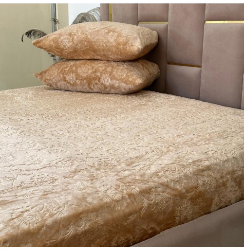 Housse de matelas polaire douce et épaisse – Design gravé élégant avec élastique circulaire