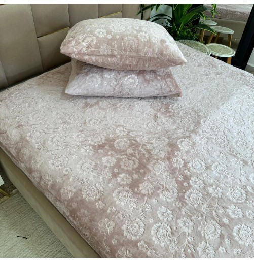 Housse de matelas polaire douce et épaisse – Design gravé élégant avec élastique circulaire