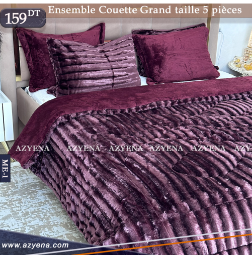 Ensemble Couette Fourrure double face Luxe 5 Pièces King Size 230x250 cm