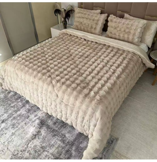 Couette Luxe en Fourrure de Lapin – 5 Pièces – Fabrication Azyena