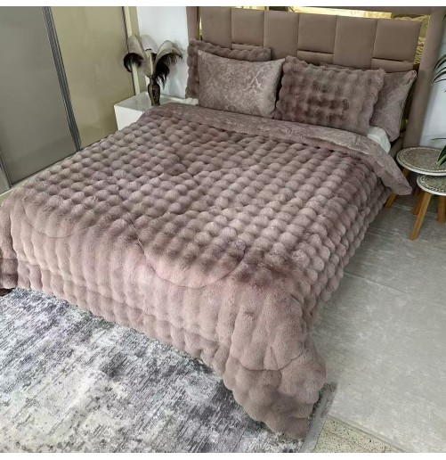 Couette Luxe en Fourrure de Lapin – 5 Pièces – Fabrication Azyena