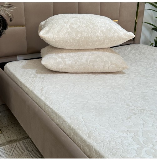 Housse de matelas Velour gravé épaisse 3 pièces Haut Gamme