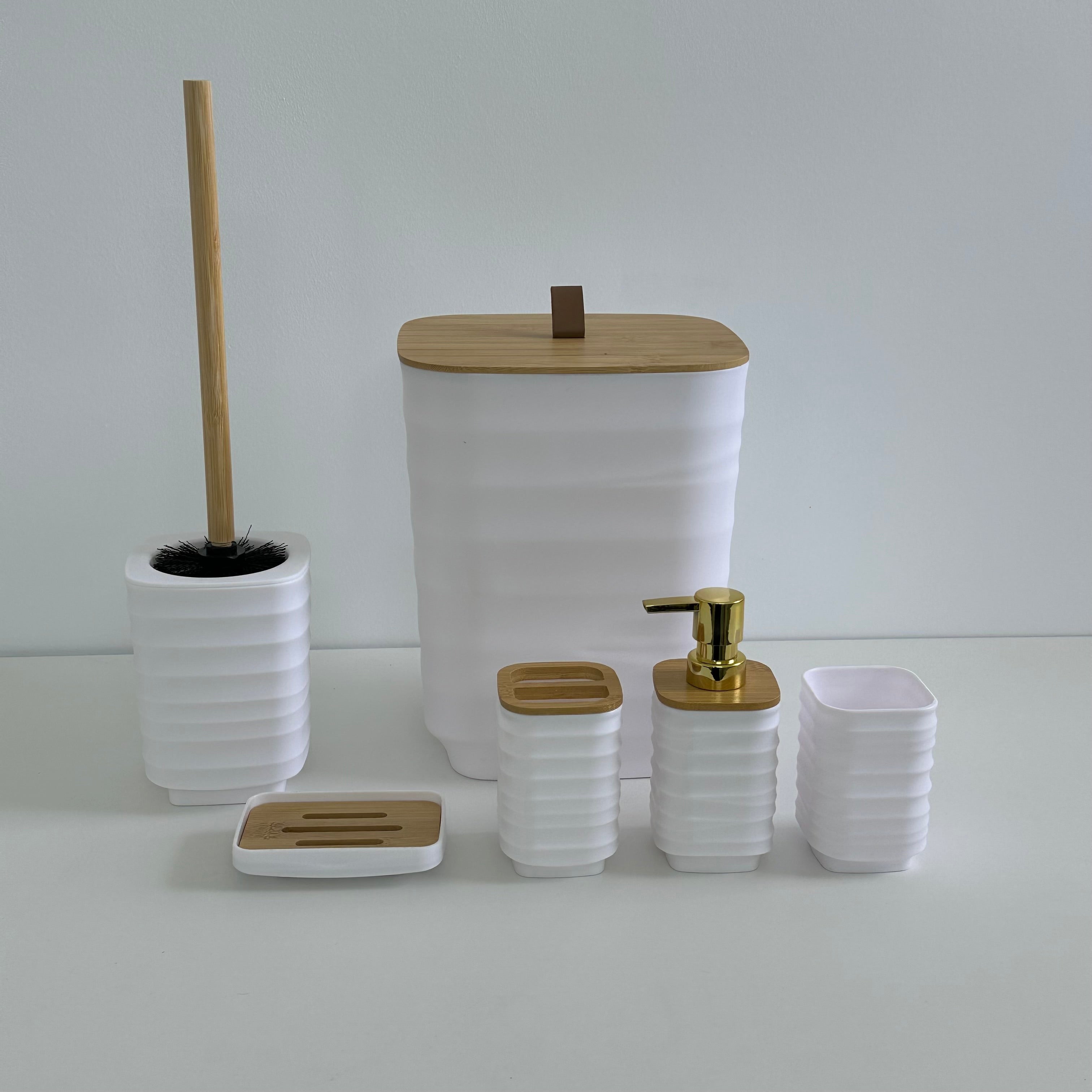 Set d'Accessoires de Salle de Bain 6 en 1 incassable - Blanc