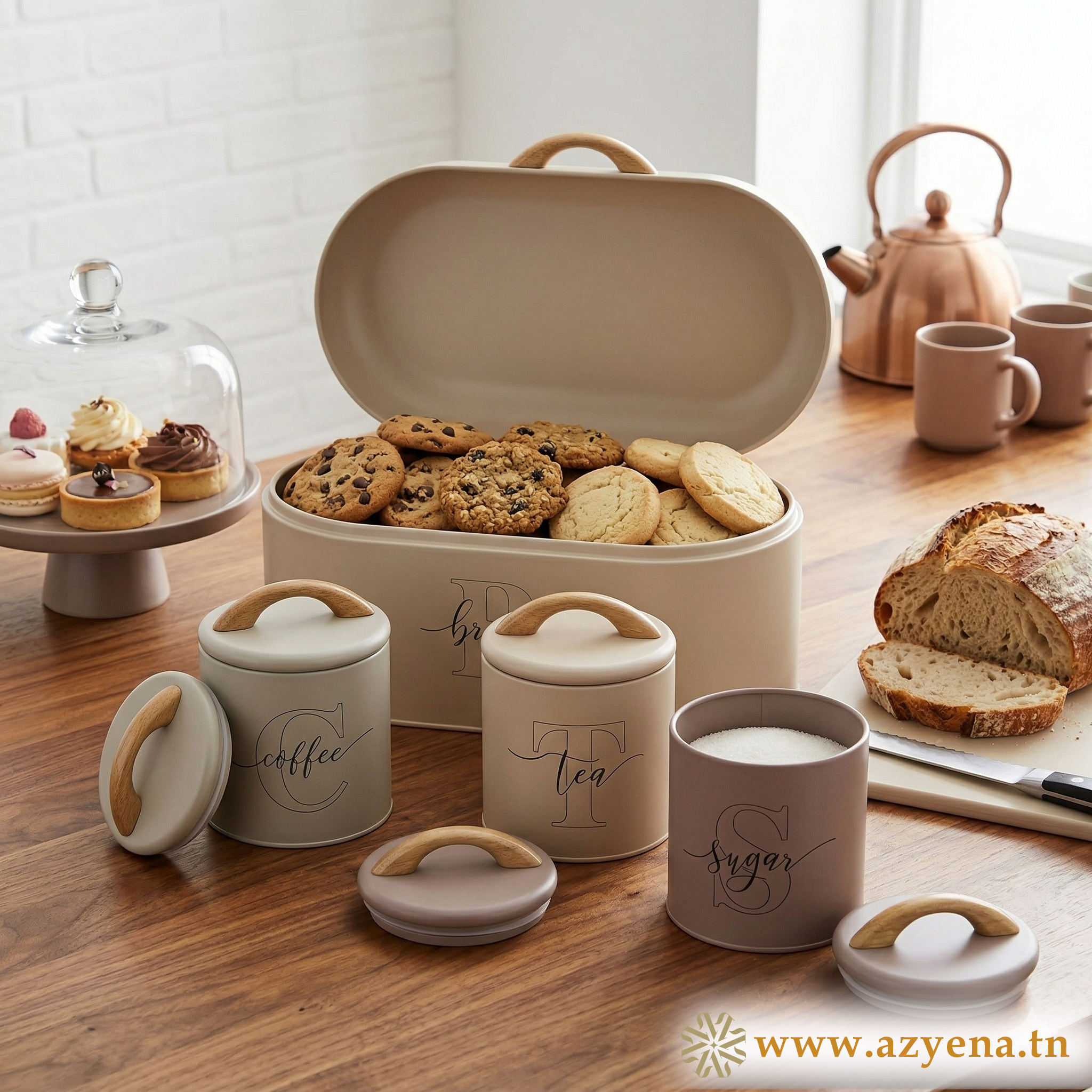 Set 4 Boîtes de Rangement Cuisine en Métal  galvanisé