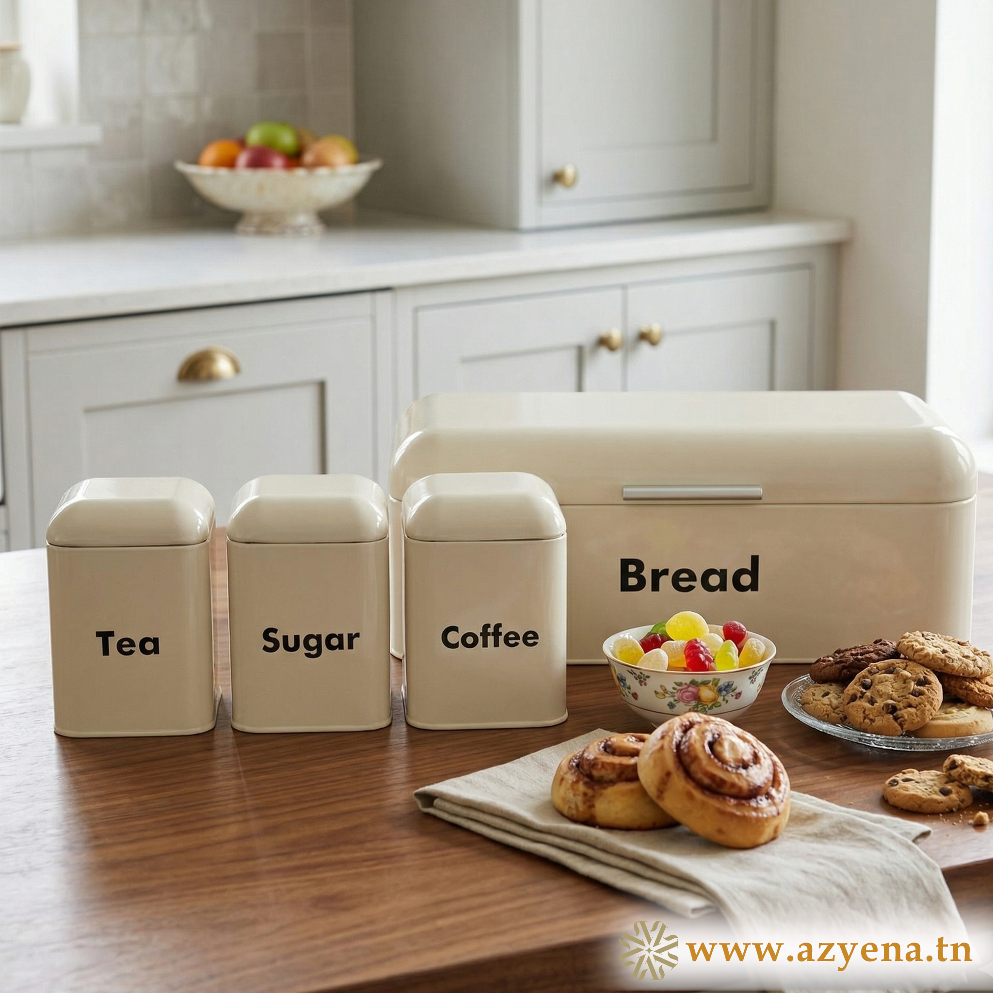 Set 4 Boîtes de Rangement Cuisine en Métal  galvanisé