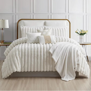 LUX -Ensemble Couette Fluffy Lotus en Fourrure Lapin - 5 Pièces