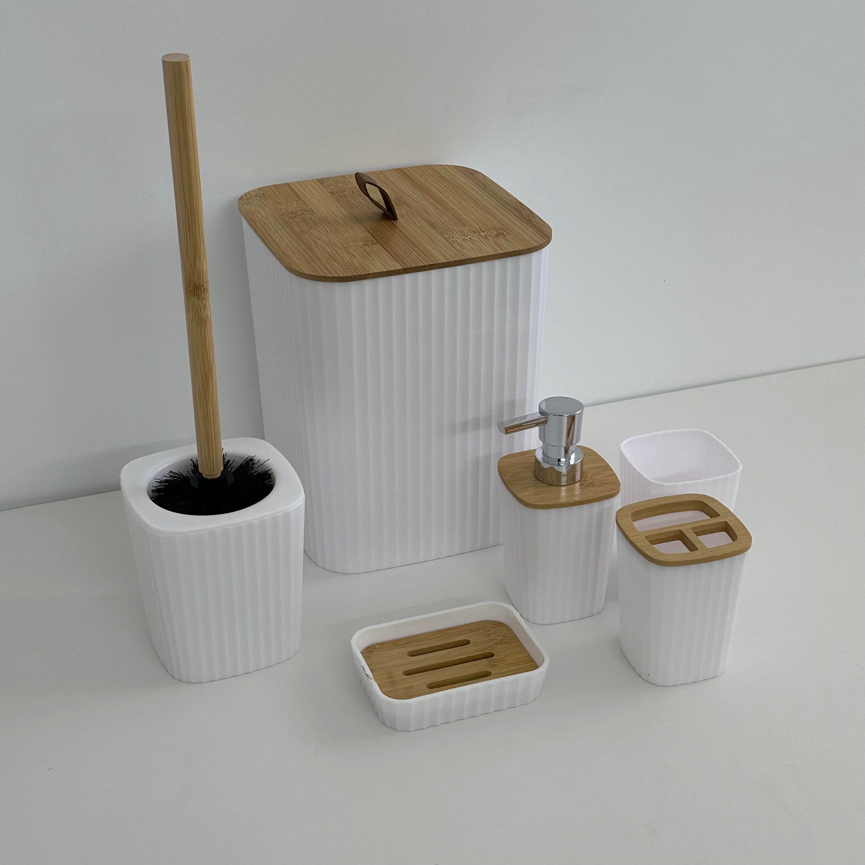 Set d'Accessoires de Salle de Bain 6 en 1 incassable - BLANC