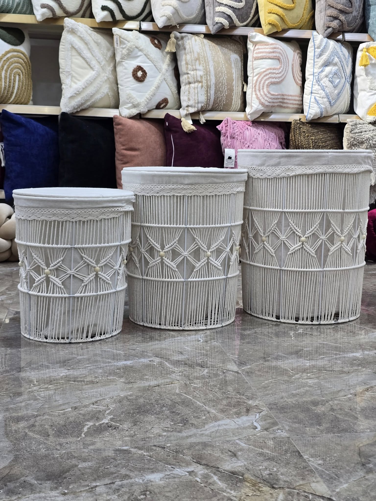 Trio de Paniers à Linge Artisanaux - Style Bohème Chic