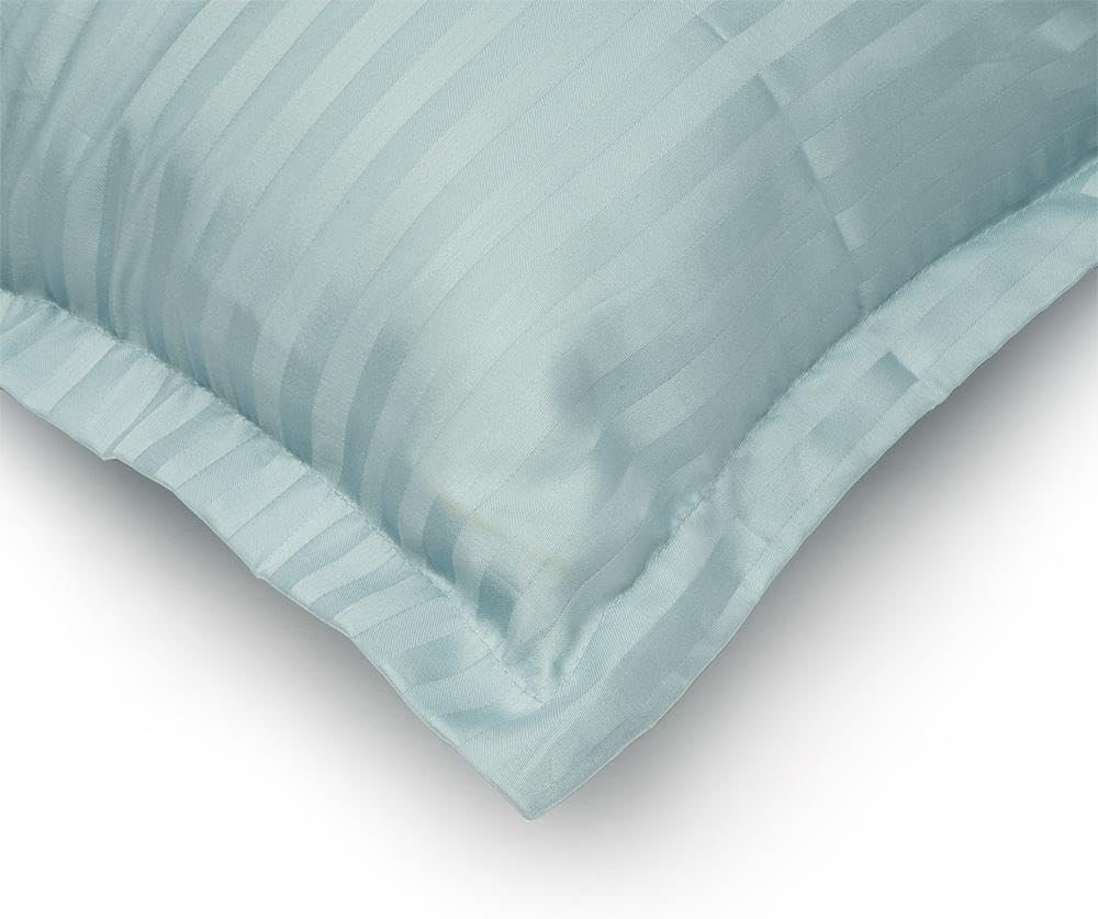 Lot de 6 Taies d’Oreiller 50x70 cm – Coton Microfibre Rayé Satiné