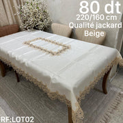 Nappe de Table en jaquard Beige haut qualité effete satiné 220*160 cm