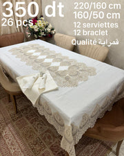 Set 26 pièces Nappe de Table Haut Couture Lux en Kamraya 220*160 cm