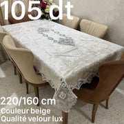 Nappe de Table en Velour Beige haut à fils Doré 220*160 cm