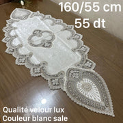 Chemin de table très moderne, confectionné velour Lux -Blanc Sale