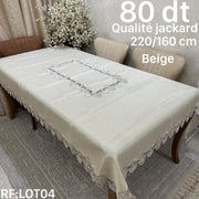Nappe de Table en jaquard Beige haut qualité effete satiné 220*160 cm