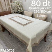Nappe de Table en jaquard Beige haut qualité effete satiné 220*160 cm