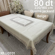 Nappe de Table en jaquard Beige haut qualité effete satiné 220*160 cm