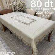 Nappe de Table en jaquard Beige haut qualité effete satiné 220*160 cm
