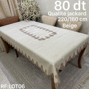 Nappe de Table en jaquard Beige haut qualité effete satiné 220*160 cm