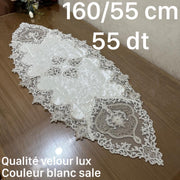 Chemin de table très moderne, confectionné velour Lux -Blanc Sale