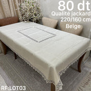 Nappe de Table en jaquard Beige haut qualité effete satiné 220*160 cm