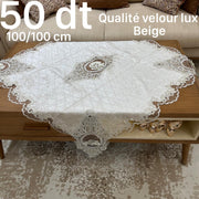 Nappe carrée 100×100 cm en velours Lux beige