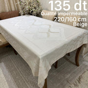 Nappe de Table en Tissu satiné Imermeable antitache 220*160 cm _ Beige