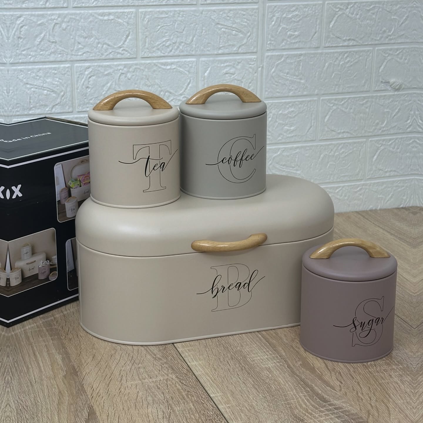 Set 4 Boîtes de Rangement Cuisine en Métal  galvanisé