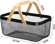 Lot de 3 paniers en acier à maille métallique avec poignée – Noir