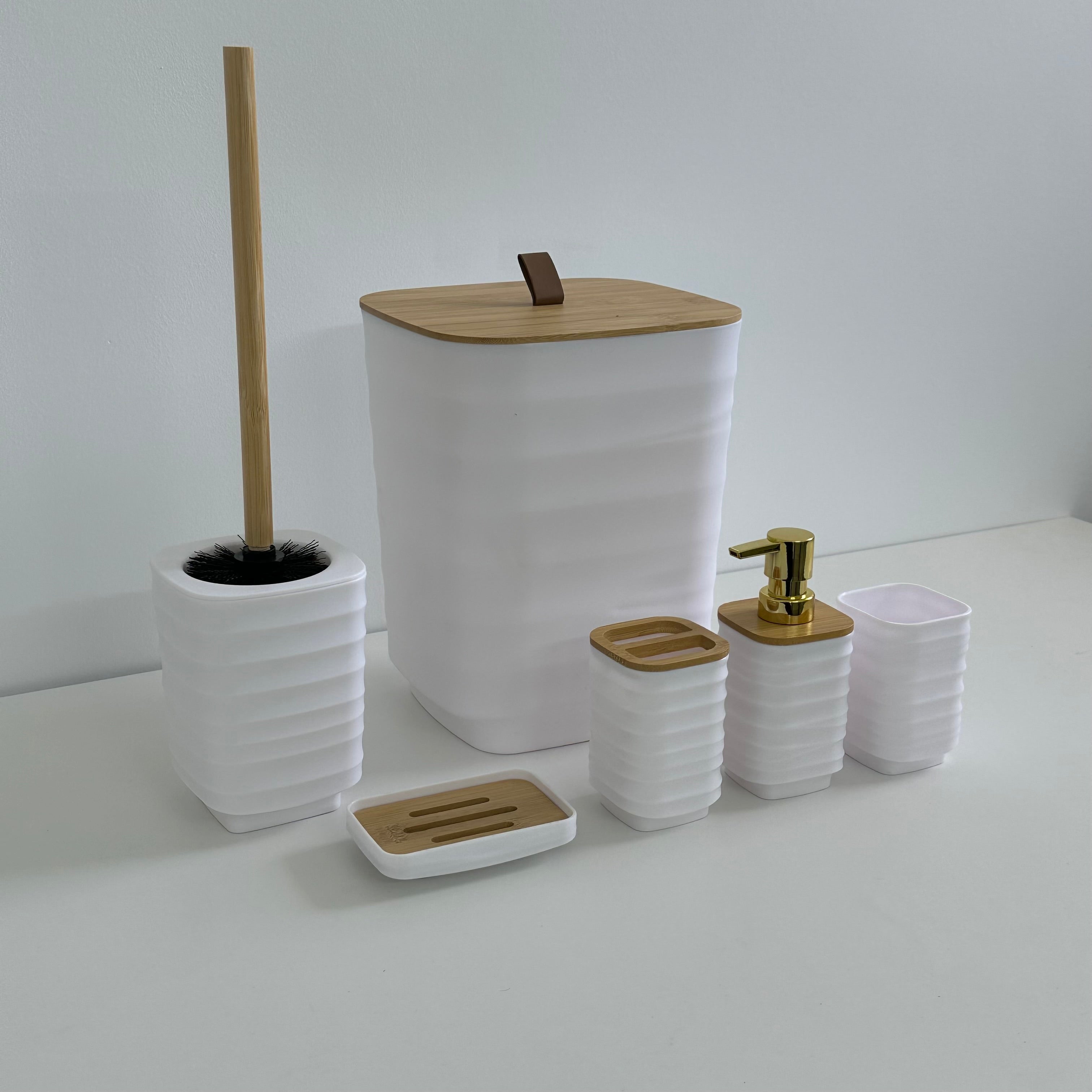 Set d'Accessoires de Salle de Bain 6 en 1 incassable - Blanc