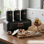 Set 4 Boîtes de Rangement Cuisine en Métal  galvanisé Noir