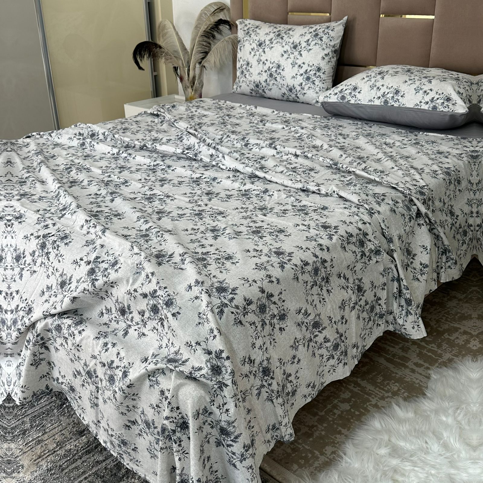 Parure de Lit 4 pièces en 100% Satin de coton